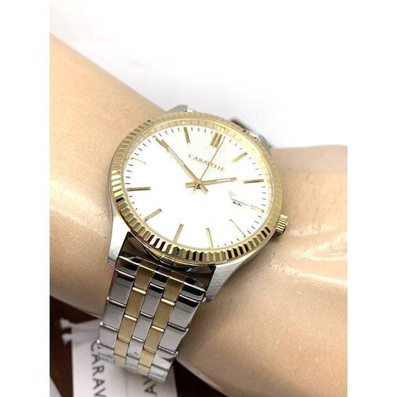 Caravelle By Bulova Men's Watch 45B148 Quartz Silver Dial Two Tone Steel… - Picture 5 of 13